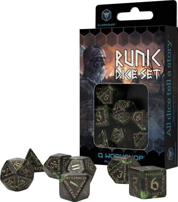 Runic Dice Set Green Gold (7) Online