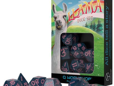 Llama Dice Set: Sparkling - Glittering Dark Blue & Pink (7) Hot on Sale